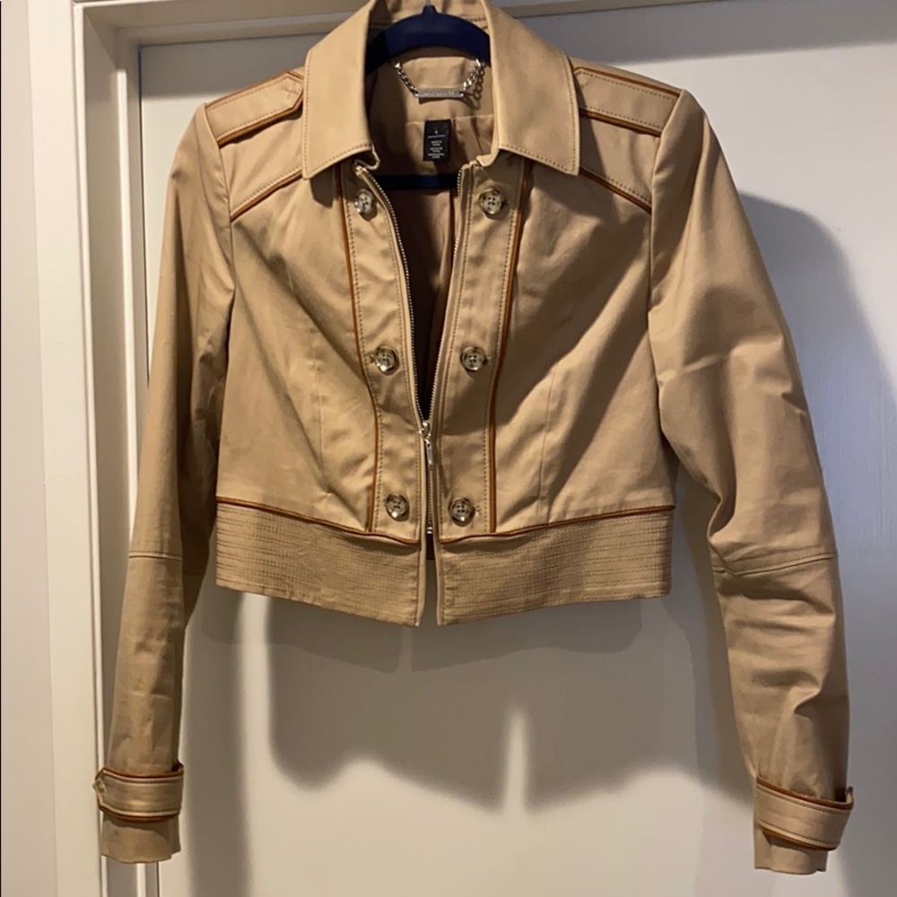 White House Black Market cropped tan jacket